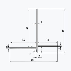 TEMPOLISTEL® B101 Perfil de transição rebaixado a revestir para junção de teto falso de placa de gesso e desmontável - Image 2