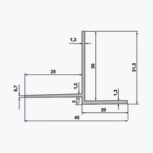 TEMPOLISTEL® B105 Perfil de transição para junção de teto falso em placa de gesso e desmontável com um lado para revestir - Image 2